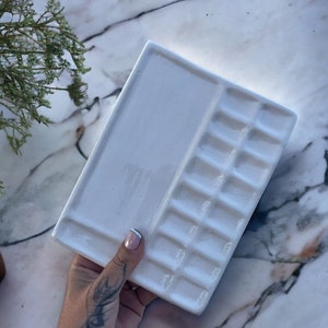 Paleta de pintura dupla face em cerâmica, paleta grande para pintura, paleta para aquarela, paleta de pintura artesanal, presente para pintores.