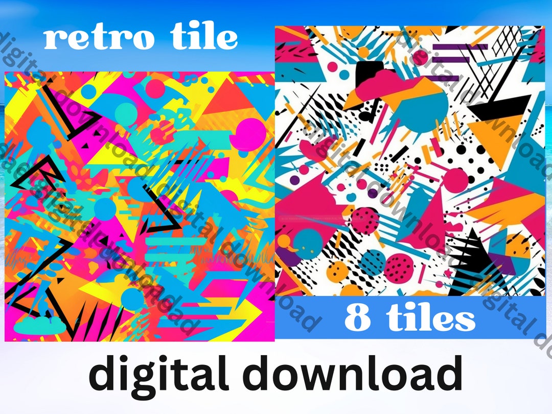 Digital Download. 80s 90s Pattern Seamless Tile Jpeg. Retro Style Jpg ...