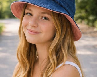 Reversible Denim Bucket Hats for Kids & Teens - Free Shipping