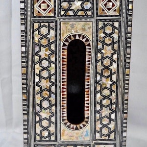 Arabesque Rectangular Tissue Box, Mother of Pearl Tissue Box Cover, Mosaic Art Deco Tissue Box, Unique Wooden Tissue Box, Home Accent, Gift!