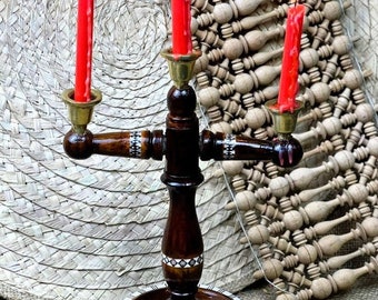 Mother of Pearl Inlay Candelabra: Vintage Inspired Candle Holder