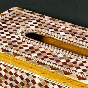 Scatola per fazzoletti rustica minimalista, scatola per fazzoletti in madreperla lavorata a mano con mosaico, distributore di tovaglioli in legno dall'aspetto anticato, idea regalo!