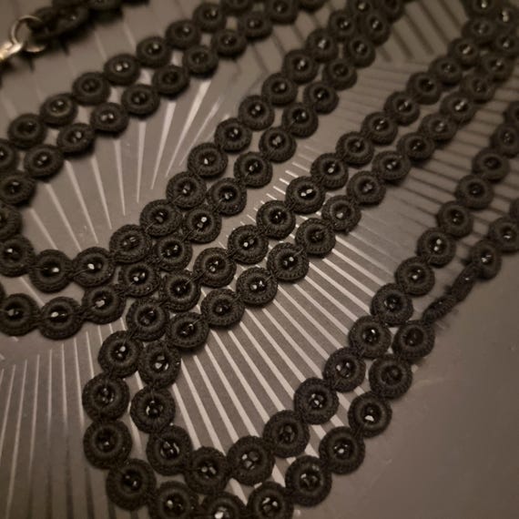 Collier ancien victorien en perles de jais frança… - image 3