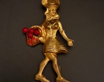 Broche Ancienne En Bronze émaillé Elsa Schiaparelli - Années 1930/40, Pièce Vintage D'occasion