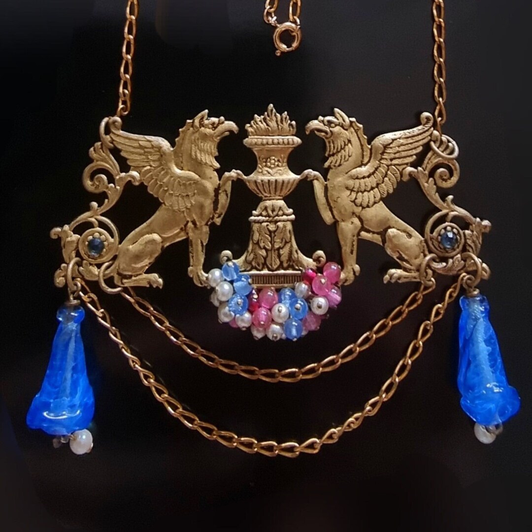 Collier - Métal & perles de verre, doré & multicolore - Mode