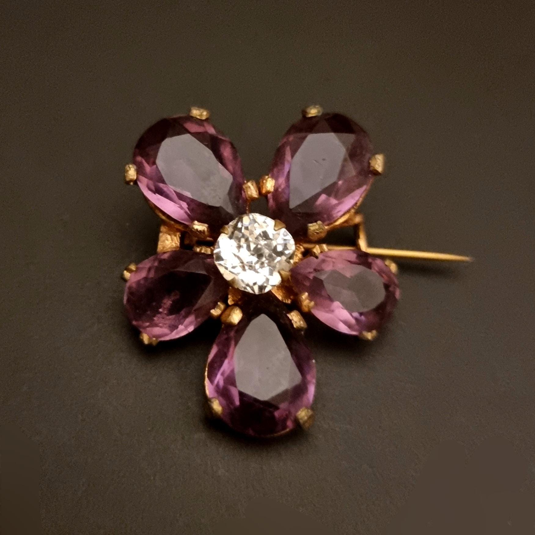 Purple Paste Brooch - Etsy