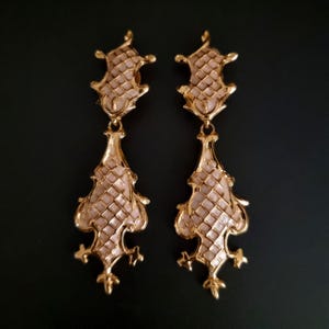 Christian Lacroix Long Clip-on Earrings Vintage 1980s France