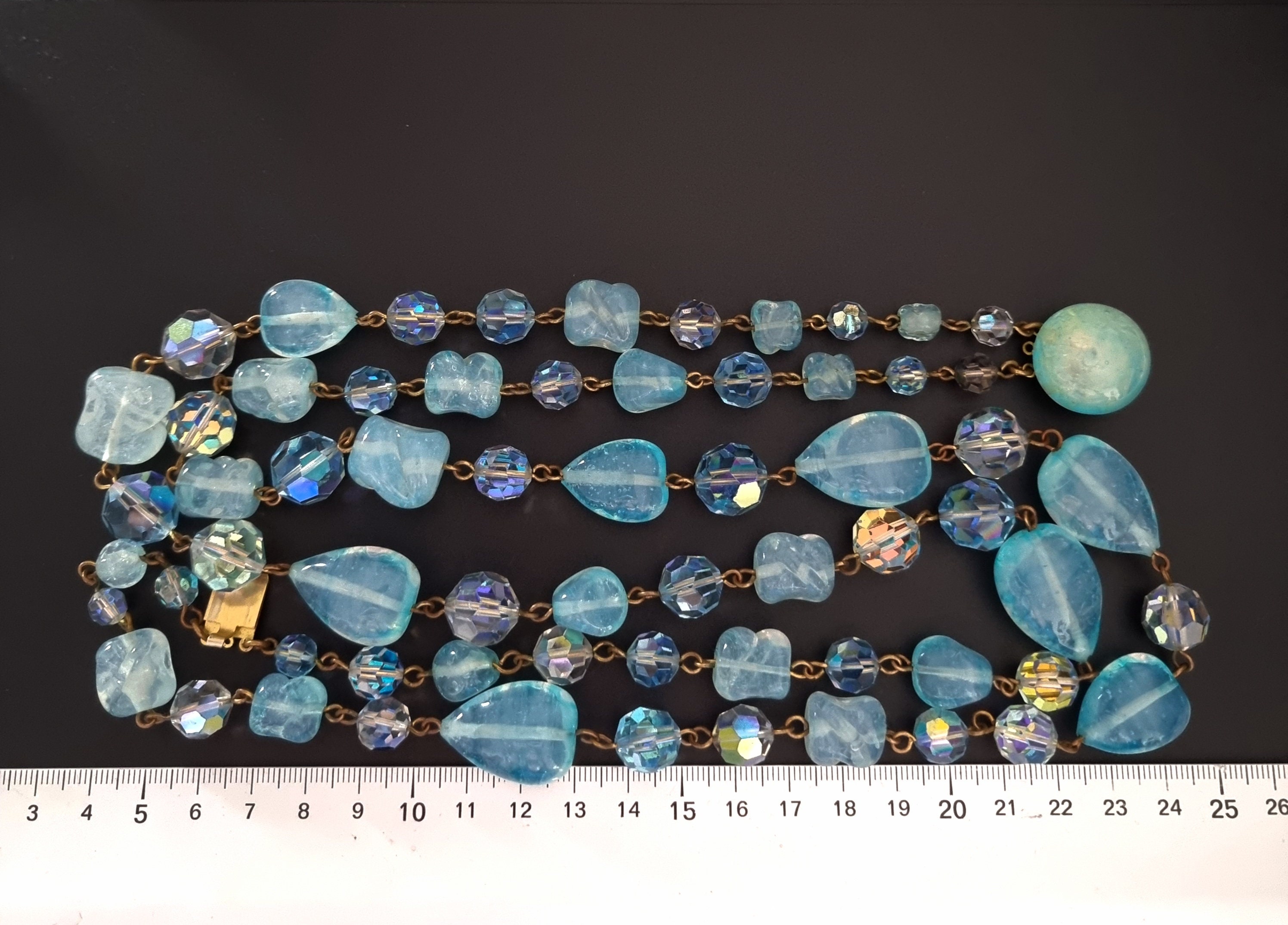 Collier Ras De Cou Vintage Françoise Montague - Double Rang Perles Murano Multicolore - Années 1950