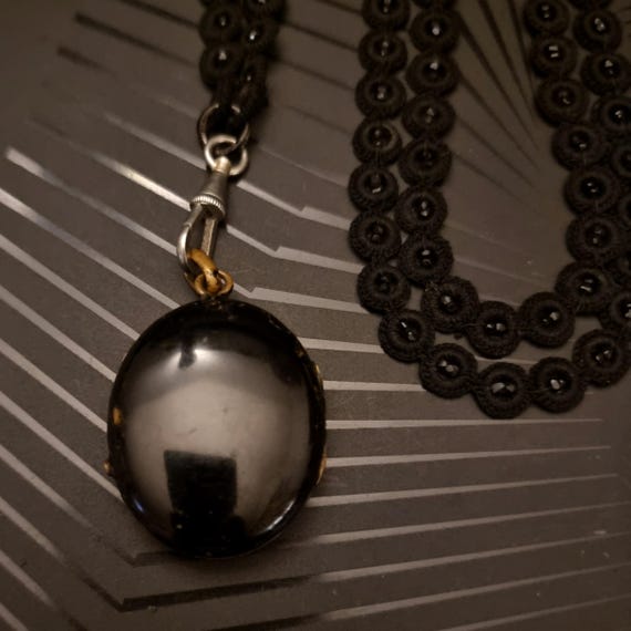 Collier ancien victorien en perles de jais frança… - image 8