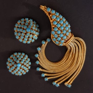 Roger Jean Pierre Vintage 1950 set of jewelry Brooch & Earrings