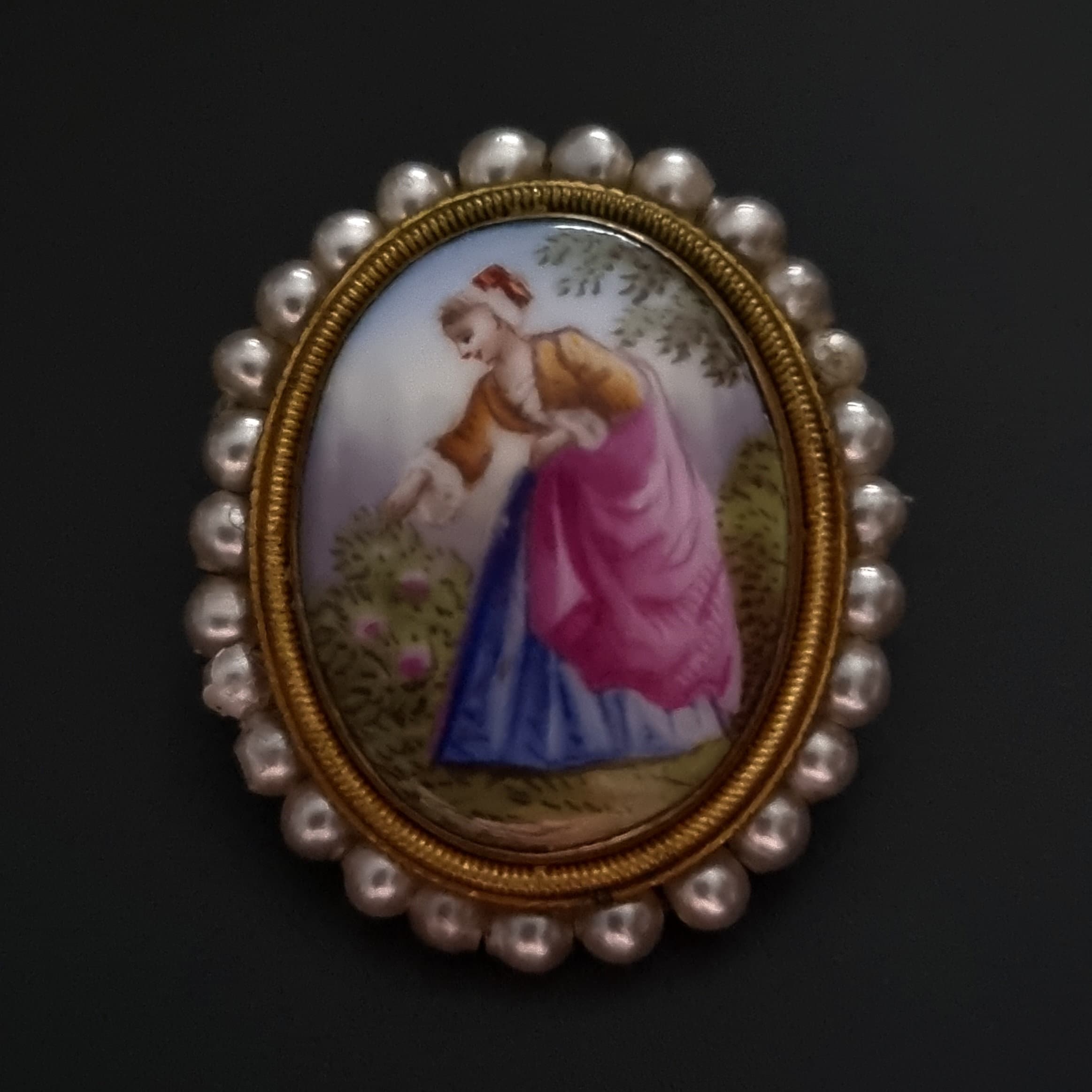 Broche Ancienne Style Napoléon III – Nœud En Laiton Plaqué Or Rose, Piston, Occasion