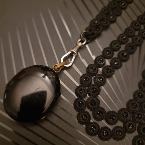 Collier ancien victorien en perles de jais frança… - image 6