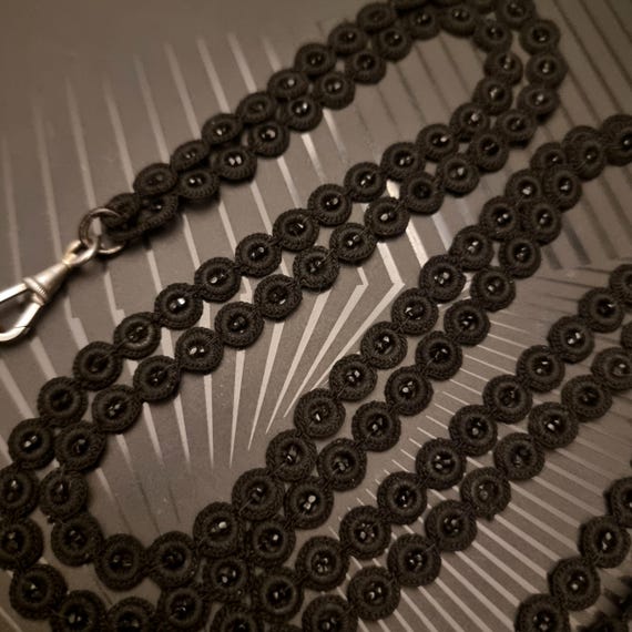 Collier ancien victorien en perles de jais frança… - image 4