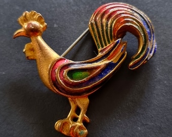 Linie VAUTRIN Seltene Vintage-Brosche aus vergoldeter Bronze und Emaille aus dem Jahr 1940, Frankreich