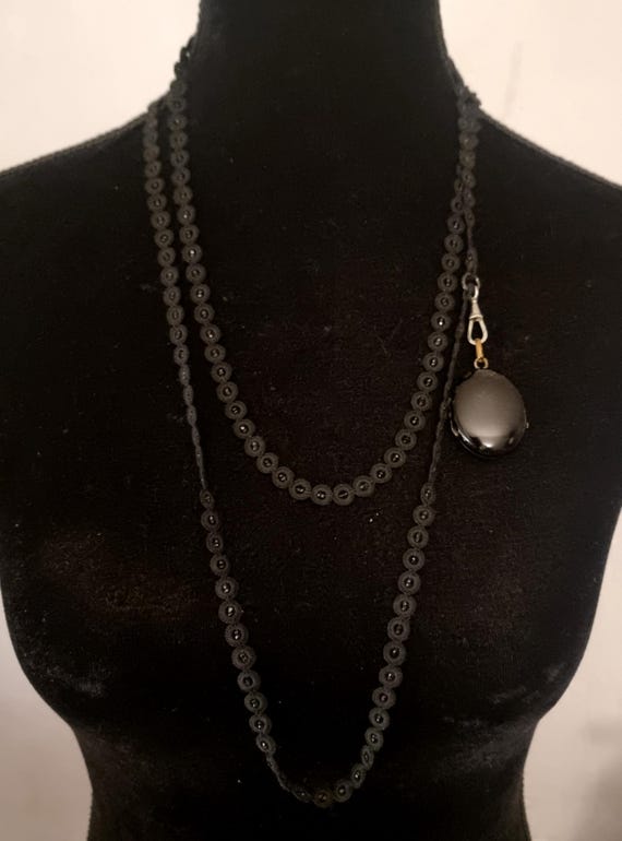 Collier ancien victorien en perles de jais frança… - image 10