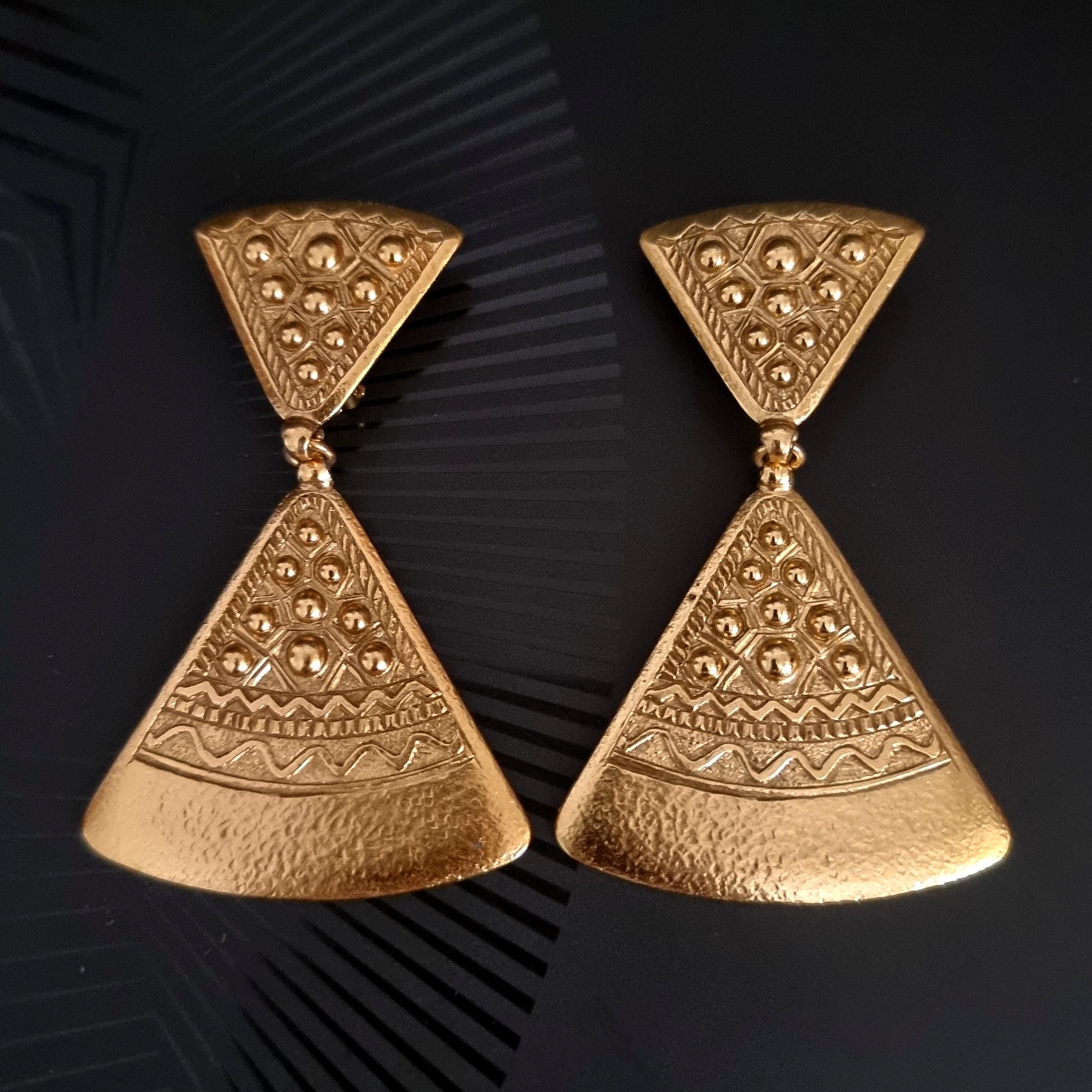 Boucles D'oreilles Clips Vintage Sonia Rykiel - Doré, Acier Inoxydable - Occasion