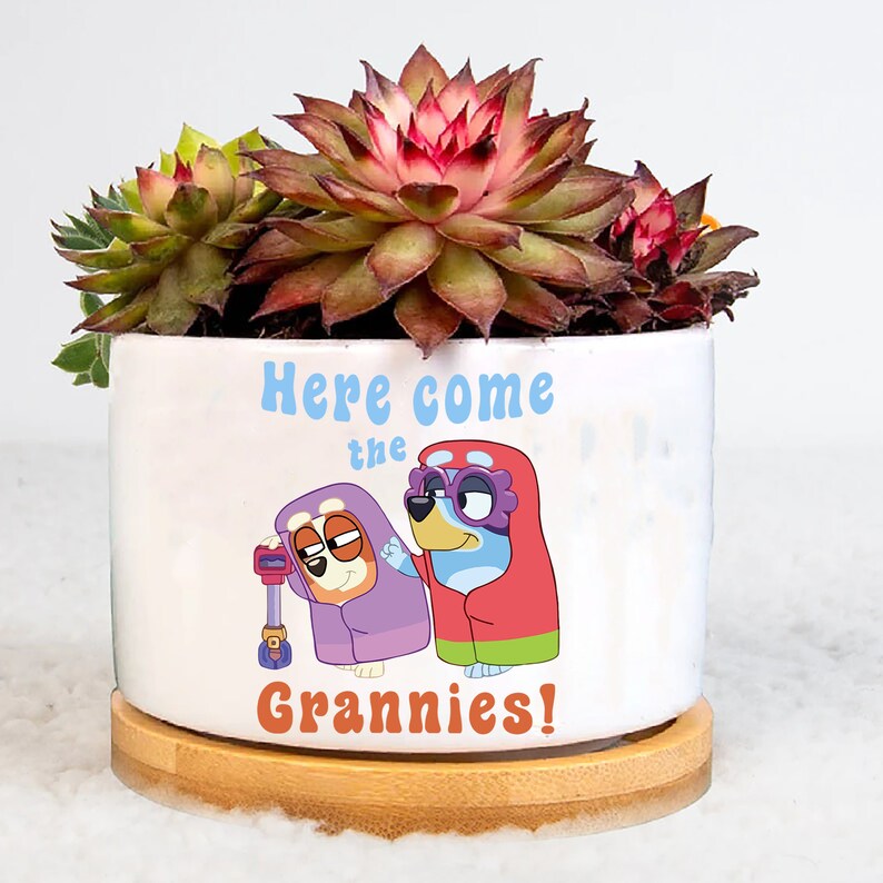 Here Come the Grannies Plant Pot Bluey Dad Plant Pot Bluey Etsy