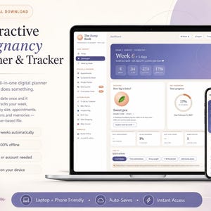 Interactive Pregnancy Planner & Tracker | Week by Week, Kick Counter, Contraction Timer, Birth Plan, Bump Journal | Digital Download