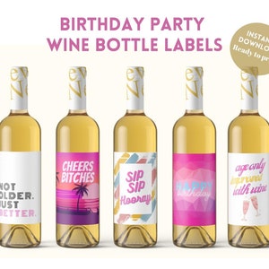 Birthday Party Wine Labels Printable Labels Wine Bottle Label - Etsy