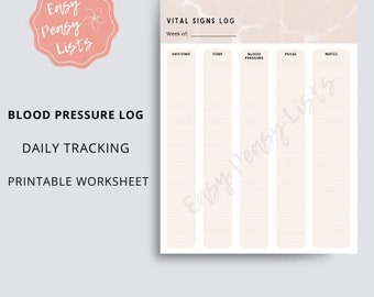 Blood Pressure Log Printable. Blood Pressure Tracker. Medical Tracker. BP Tracker. Daily Blood Pressure. Blood Pressure