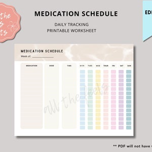 Medication Tracker, Medication Log, Medication List, Medication Schedule, Printable Medication List, Printable Medication Log