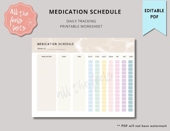 Medication Tracker, Medication Log, Medication List, Medication Schedule, Printable Medication List, Printable Medication Log