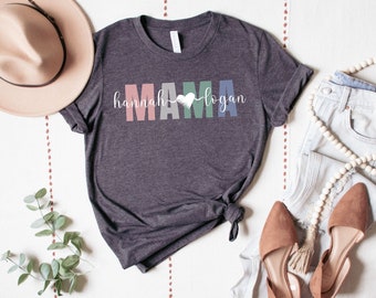 Custom Mama Shirt, Mom Shirt With Names, Personalized Mama T-shirt, Custom Mama Shirt, Mother's Day Shirt, Mama With Children Names Tee