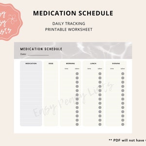 Medication Tracker, Daily Medication Log, Medication List, Medication Schedule, Printable Medication List, Printable Medication Log