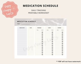 Medication Tracker, Daily Medication Log, Medication List, Medication Schedule, Printable Medication List, Printable Medication Log
