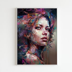 Abstract Woman Portrait Wall Decor Digital Art Print Modern Art High ...