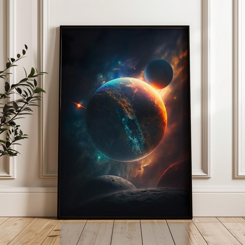 Space Planet Digital Print Sci-fi Wall Decor Modern Art Universe ...