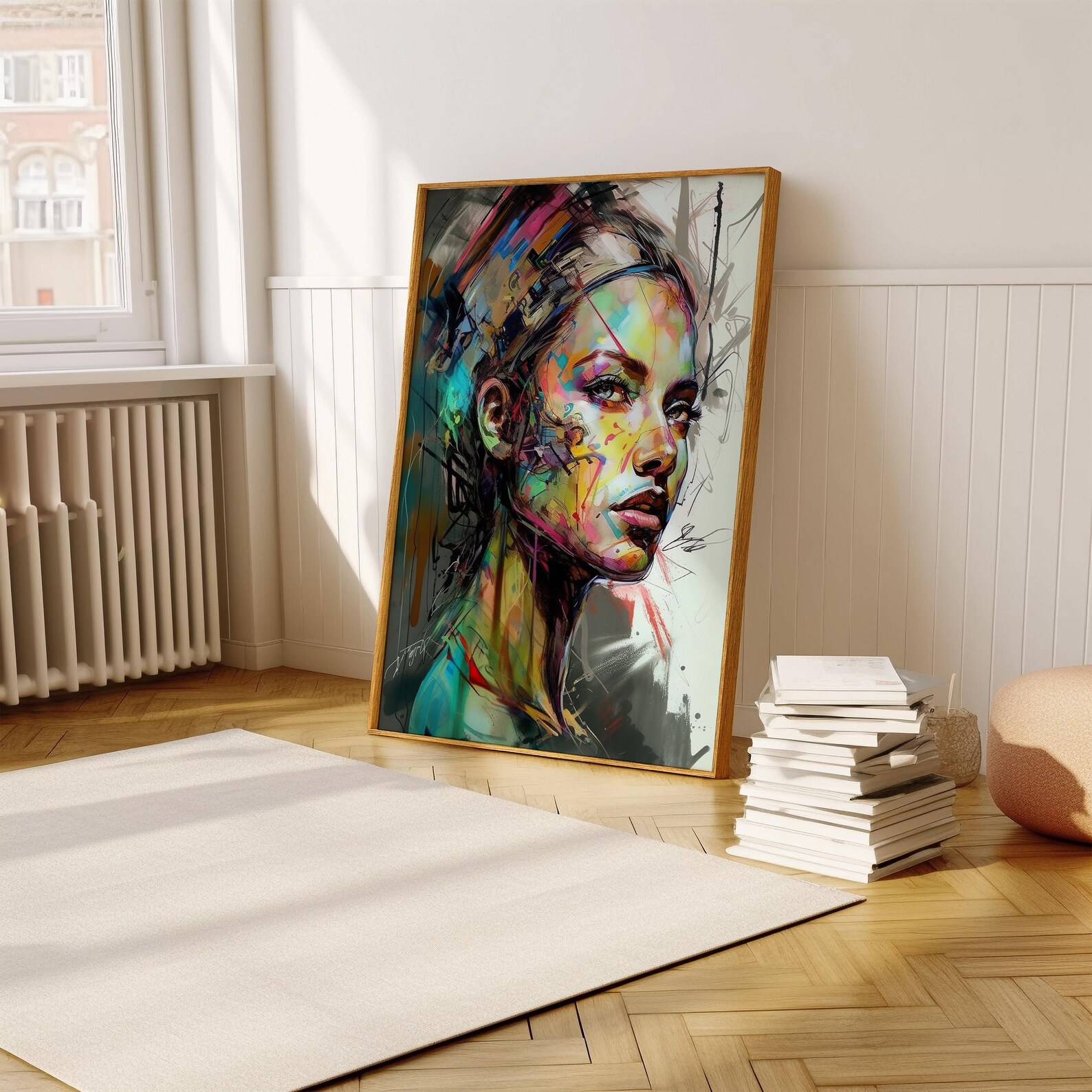Abstract Woman Face Portrait Wall Decor Digital Art Print Modern Art ...