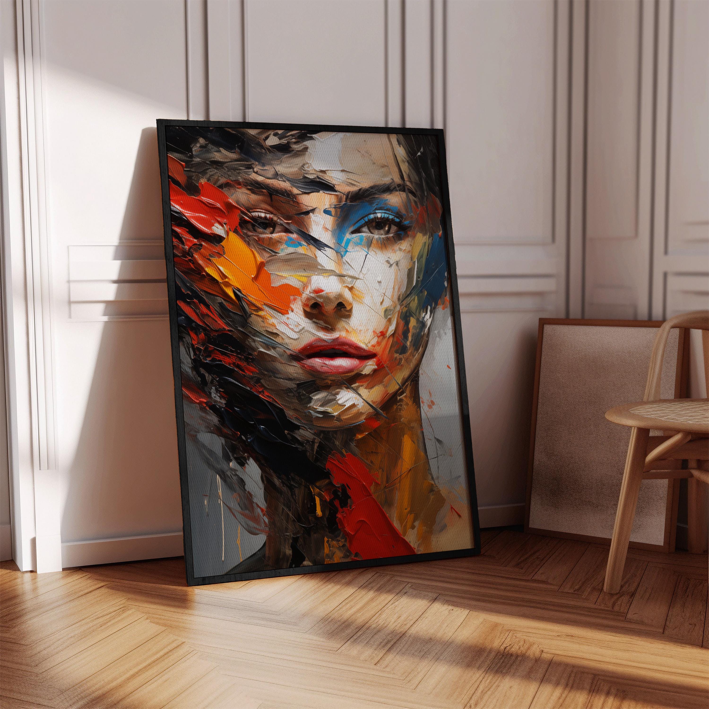 Abstract Woman Face Portrait Wall Decor Digital Art Print Modern Art ...
