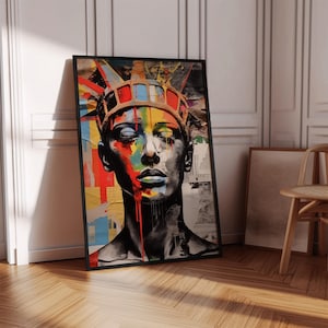 Street Art Statue of Liberty Pop Art Print Colorful Portrait Wall Decor Modern Art Graffiti Style Vintage Wall Art Abstract Art