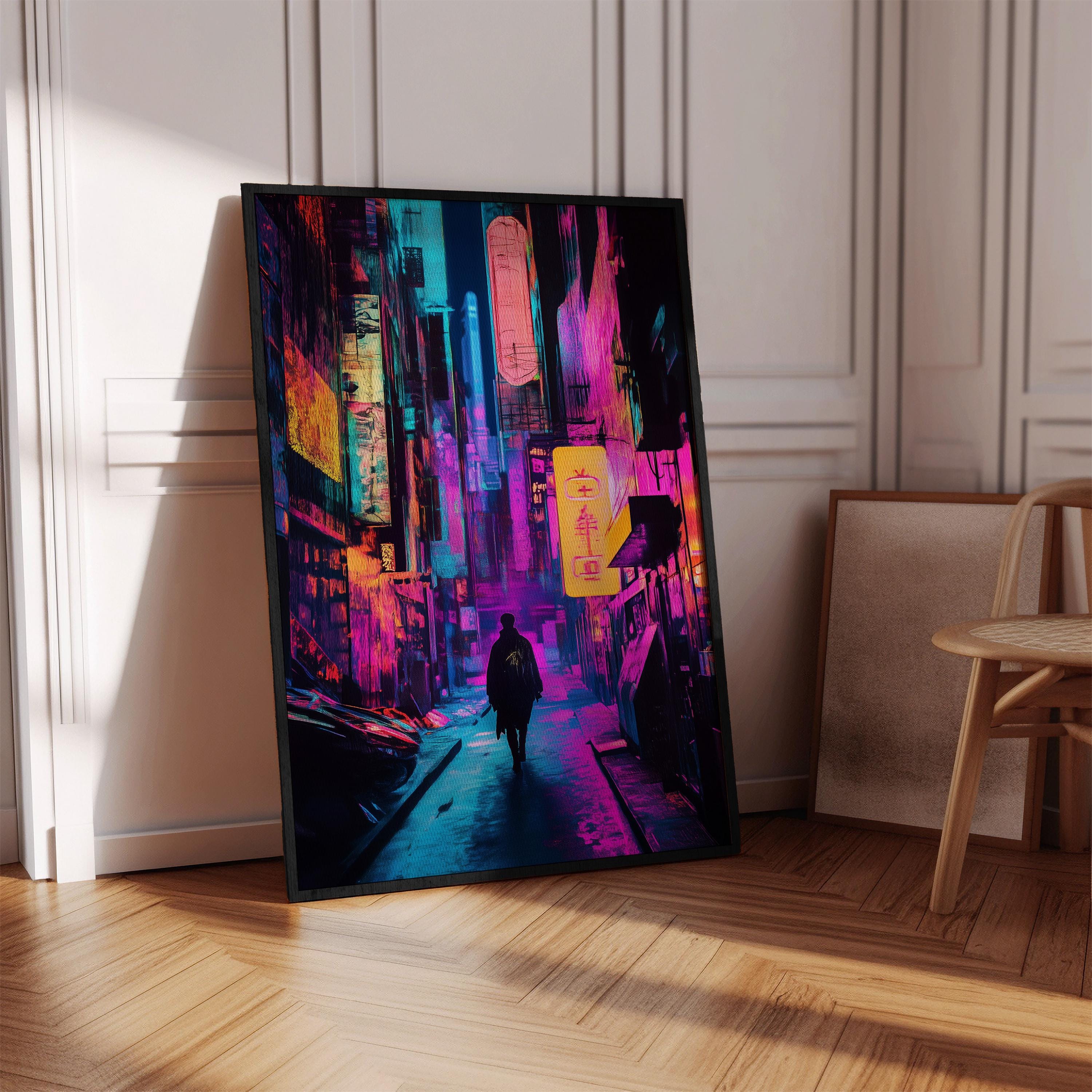 Cyberpunk Synthwave Poster Futuristic Neon City Digital Art Sci-fi ...