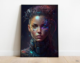 Abstract Woman Face Portrait Wall Decor Digital Art Print Modern Art ...