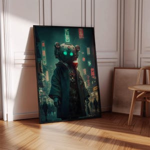 Cyberpunk Android Digital Print Sci-Fi Wall Decor Futuristic Art Cyberpunk Cityscape Poster