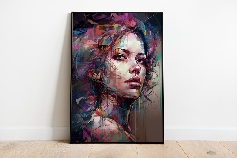 Abstract Woman Portrait Wall Decor Digital Art Print Modern Art High ...