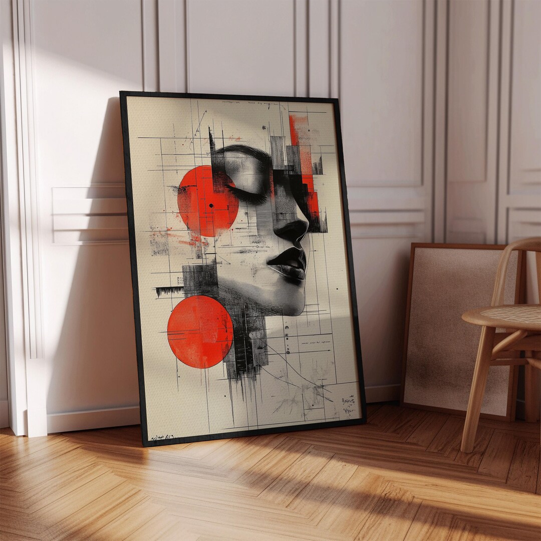 Abstract Art Female Portrait Wall Decor Digital Art Print Modern Art ...