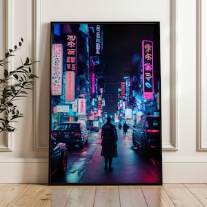 Cyberpunk City Scene Wall Decor Digital Art Print Sci-Fi Art High-Resolution Digital Art Nightscape Wall Art Poster Painting Print
