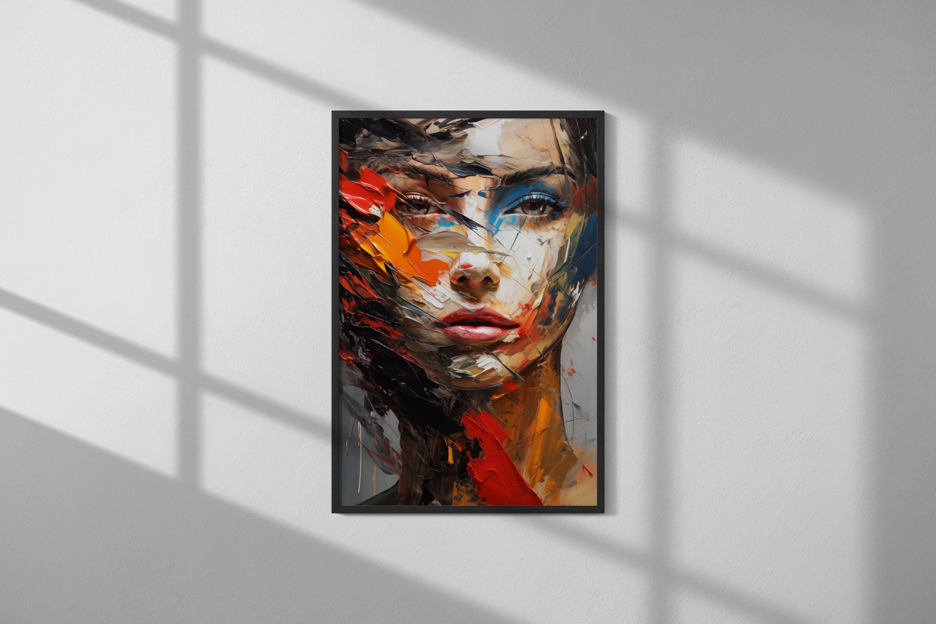 Abstract Woman Face Portrait Wall Decor Digital Art Print Modern Art ...