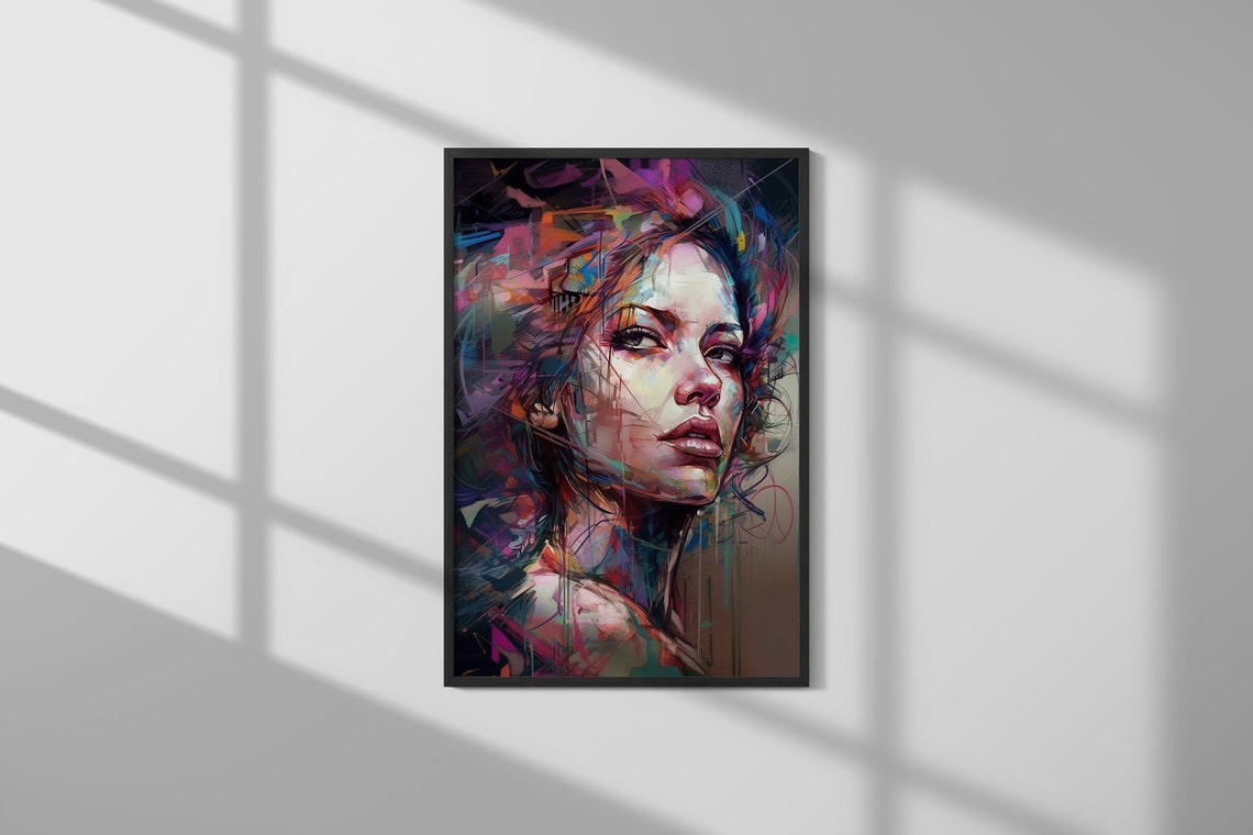 Abstract Woman Portrait Wall Decor Digital Art Print Modern Art High ...