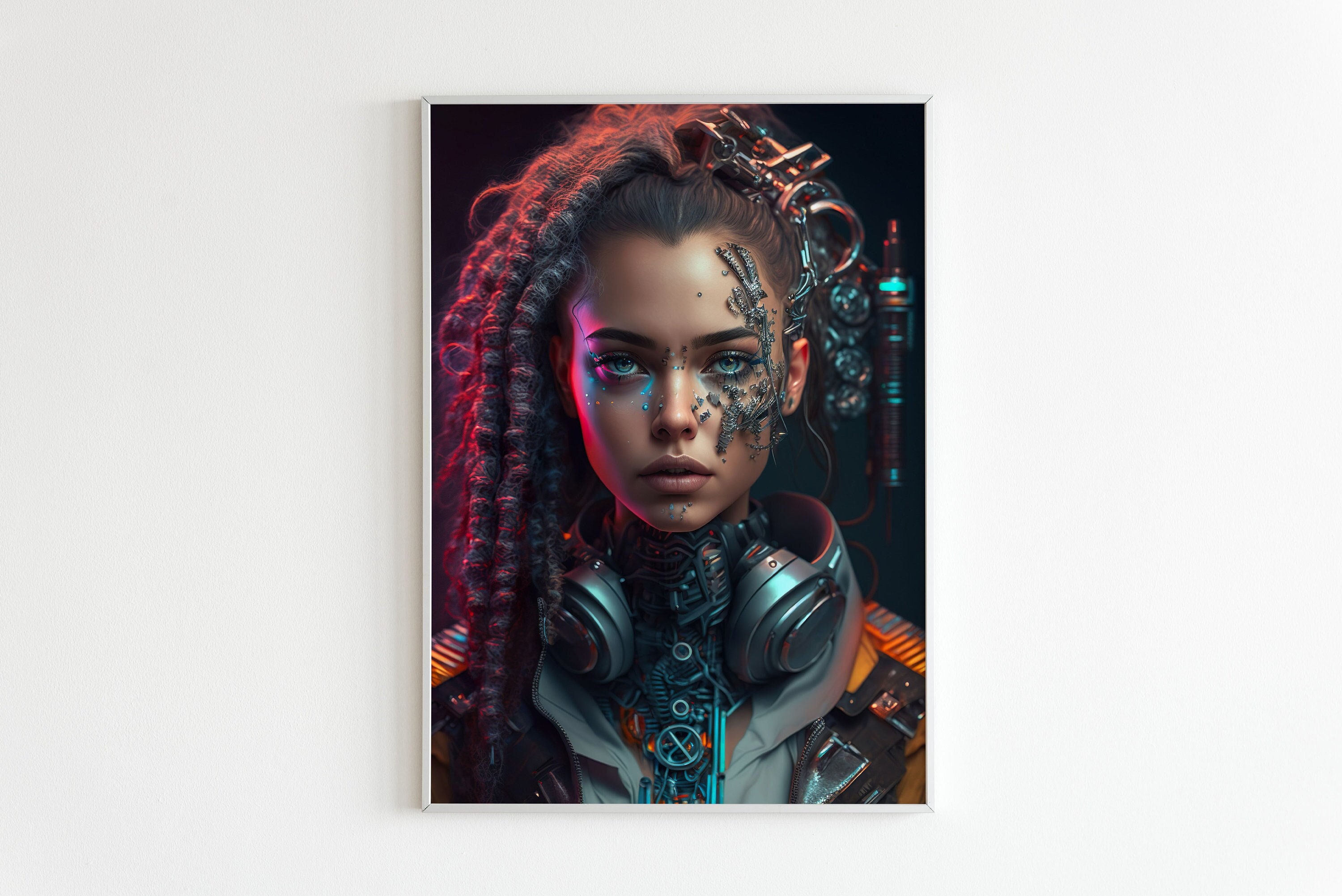 Wall Art Cyberpunk Girl Cyberpunk Style Artistic Painting Wall Decor ...