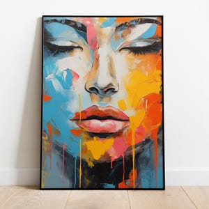 Abstract Art Face Portrait Wall Art Colorful Street Art Print Modern Vibrant Wall Decor for Home