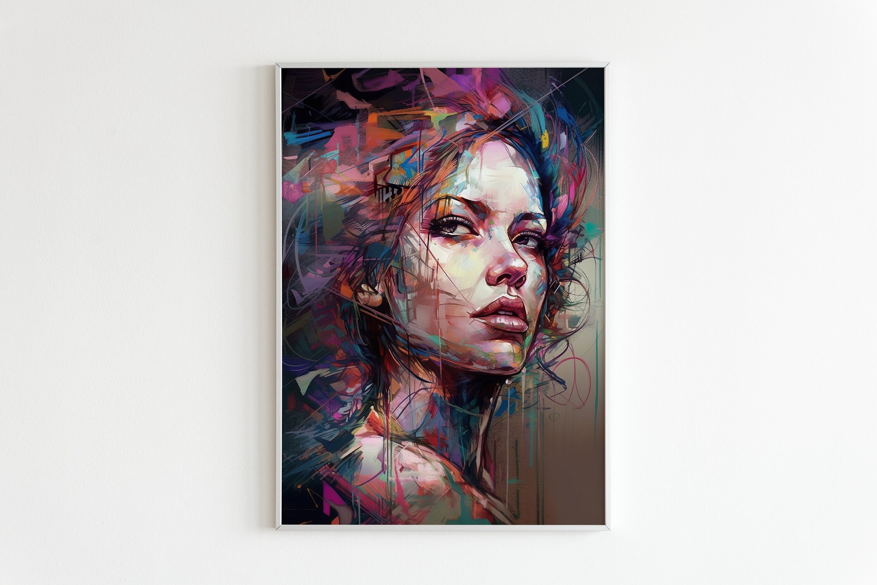 Abstract Woman Portrait Wall Decor Digital Art Print Modern Art High ...