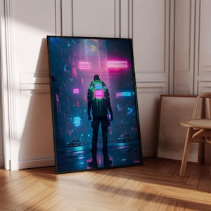 Cyberpunk City Scene Wall Decor Digital Art Print Sci-Fi Art High-Resolution Digital Art Neon Lights Futuristic Poster Print
