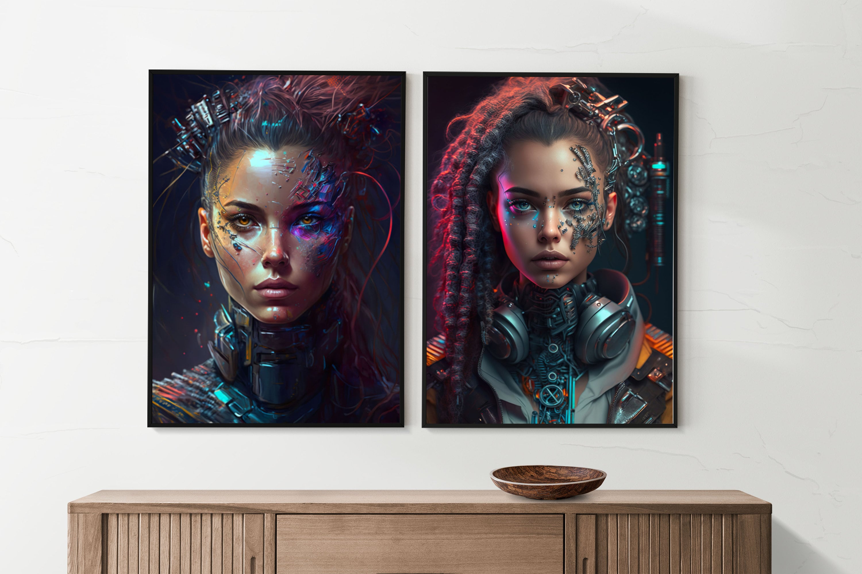 Wall Art Cyberpunk Girl Cyberpunk Style Artistic Painting Wall Decor ...