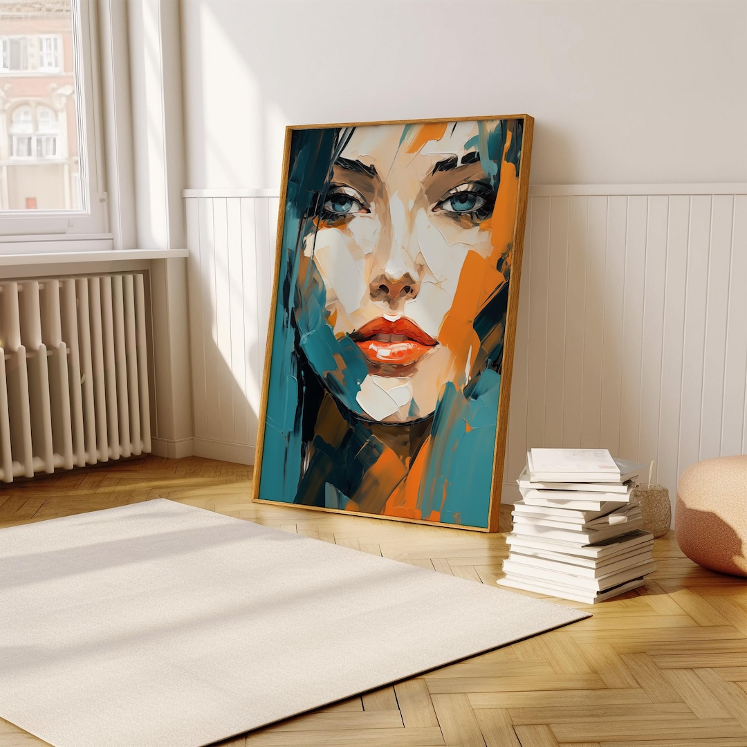 Abstract Woman Face Portrait Wall Decor Digital Art Print Modern Art ...