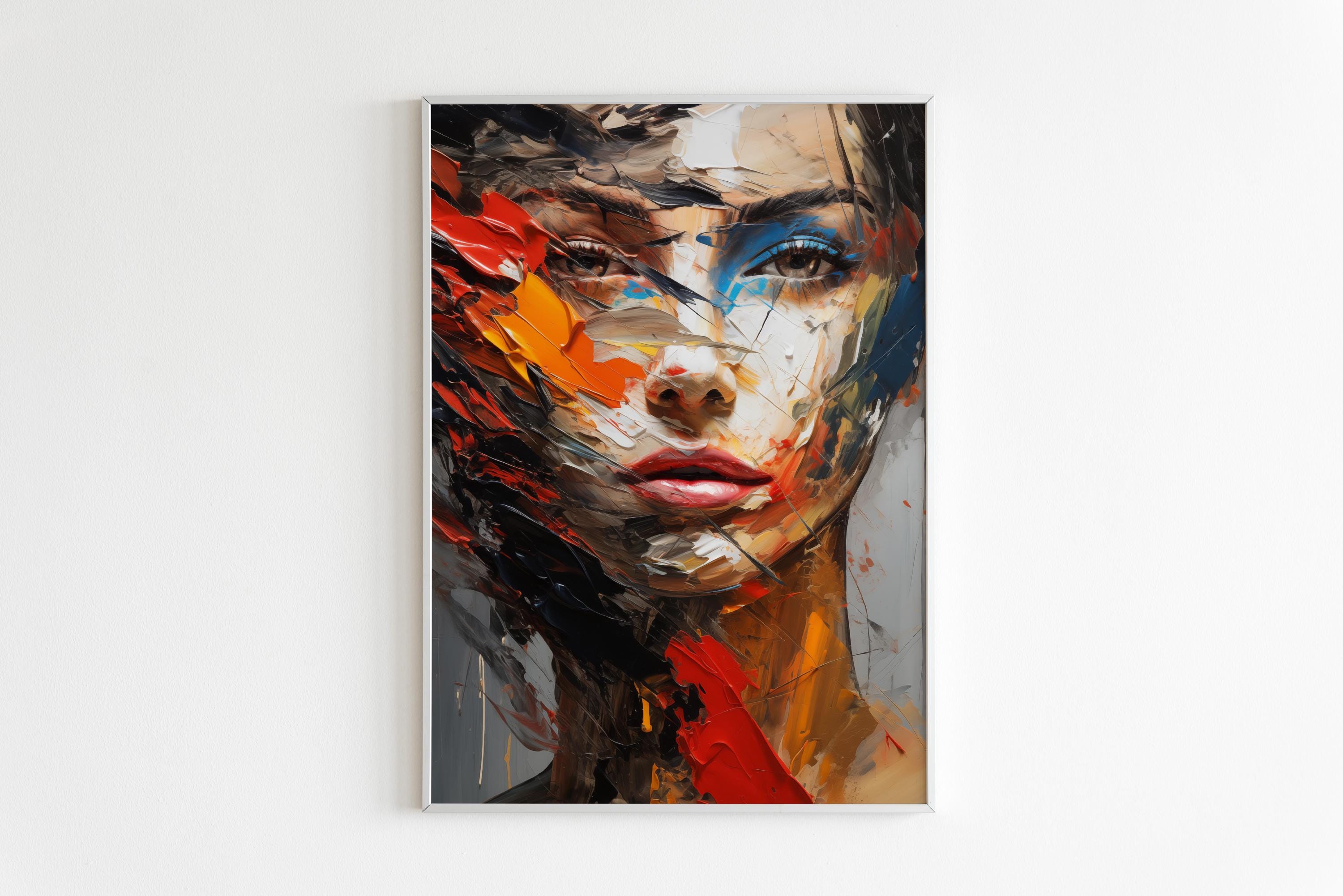 Abstract Woman Face Portrait Wall Decor Digital Art Print Modern Art ...