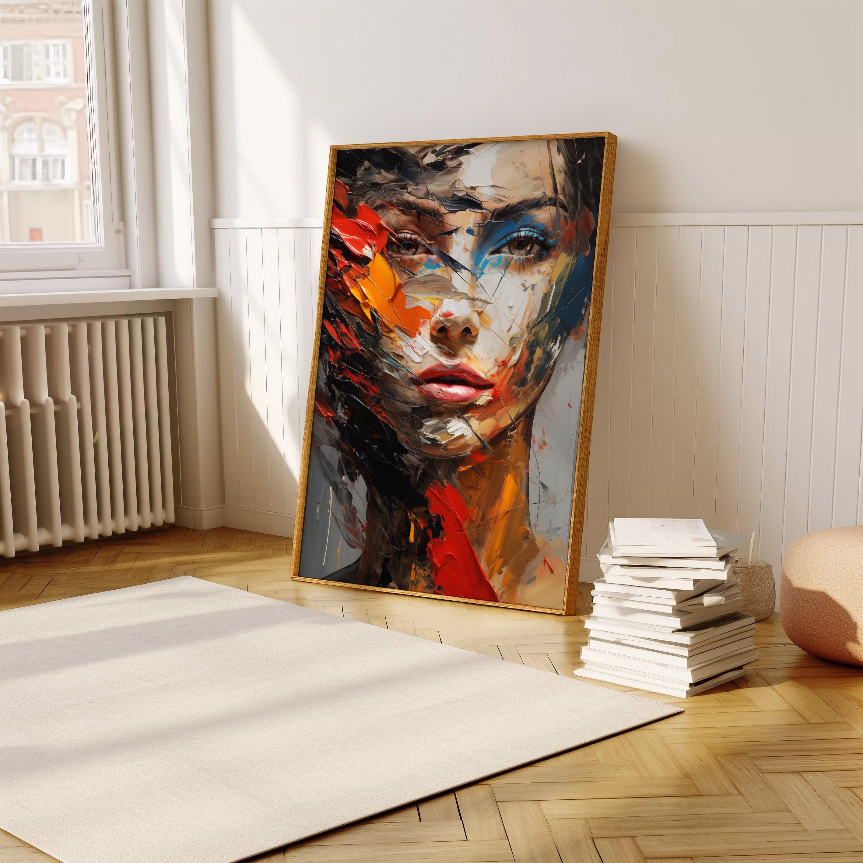 Abstract Woman Face Portrait Wall Decor Digital Art Print Modern Art ...